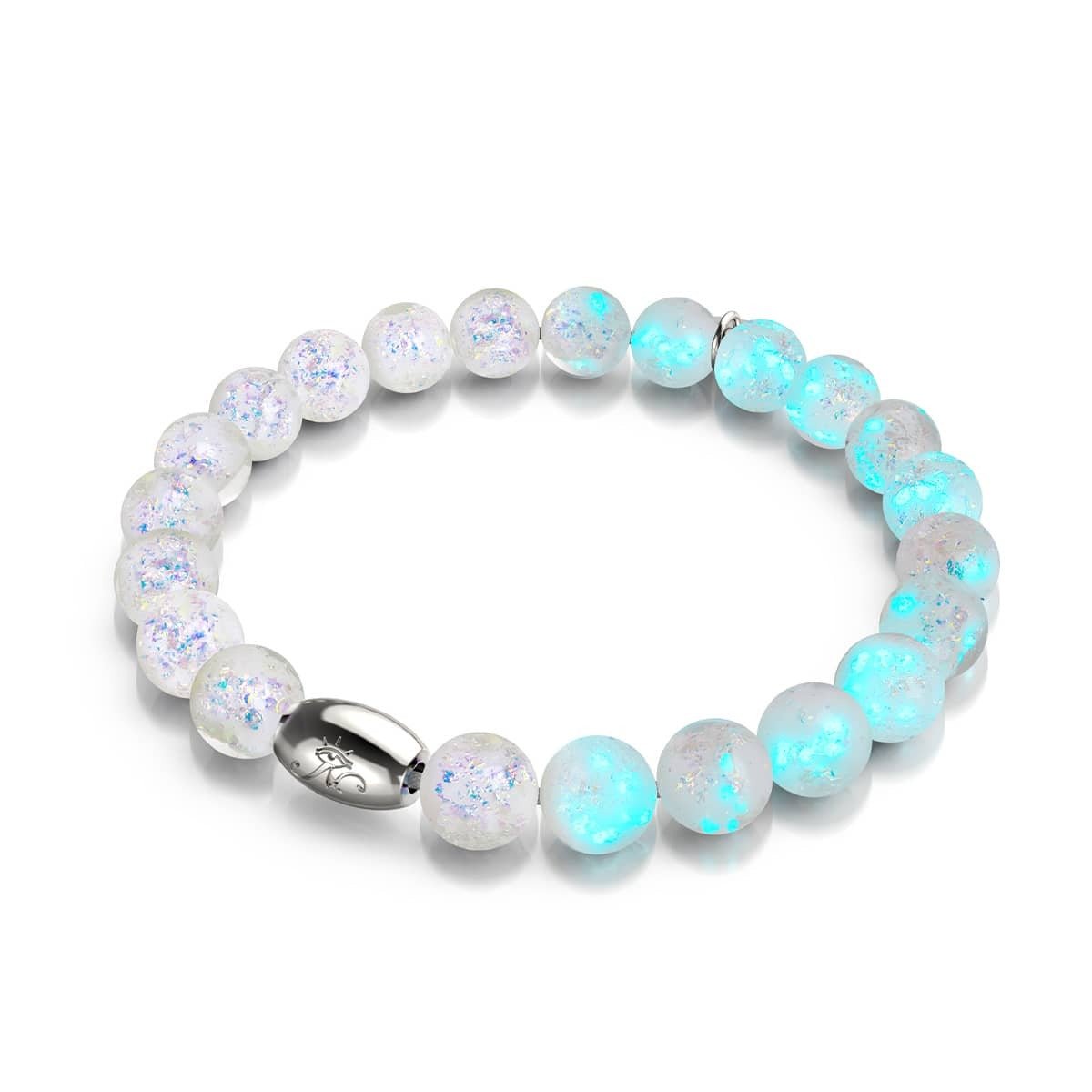 Regenbogenweiß | 925 Sterling Silber | Feuerwerk Glasarmband